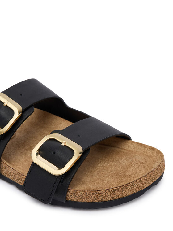 Tommy Hilfiger Iešļūcenes Tommy Hilfiger Leather Double Strap Cork Sandals FW0FW09118 Melns