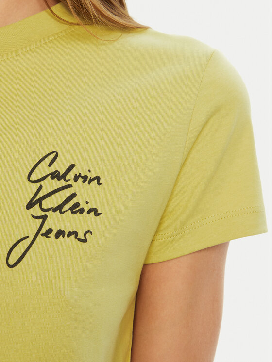 Calvin Klein Jeans Calvin Klein Jeans Camiseta Script Institutional J20J224984 Verde Slim Fit