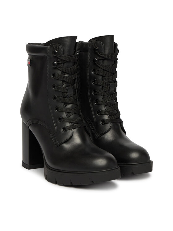 Tommy Jeans Botki Tommy Jeans Tjw Lace Up High Heel Boots EN0EN03109 Czarny