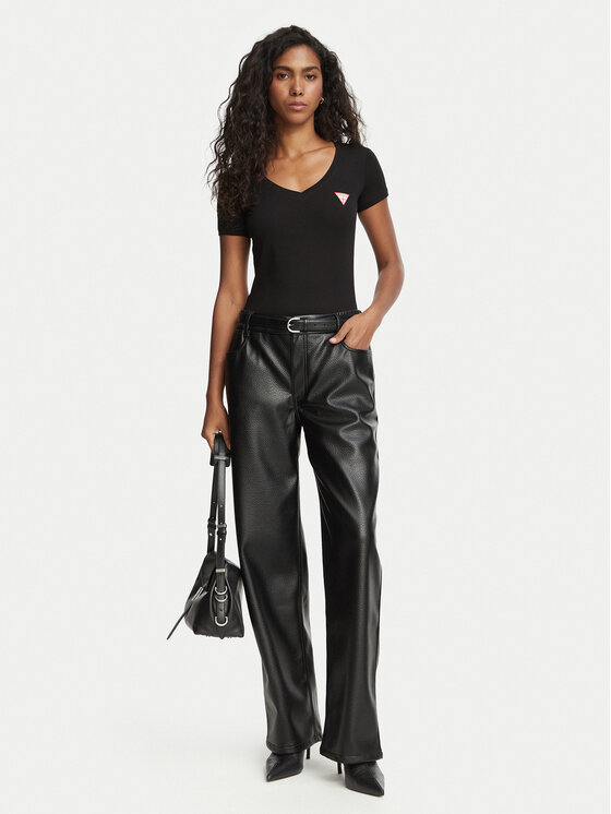 Guess Guess Marškinėliai W2YI45 J1314 Juoda Slim Fit