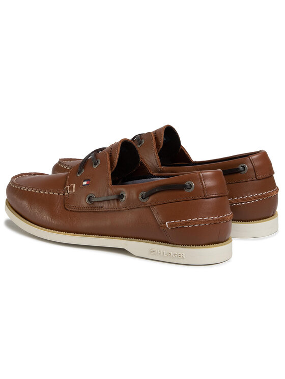 Tommy Hilfiger Pantofi Tommy Hilfiger Classic Leather Boatshoe FM0FM02735 Maro