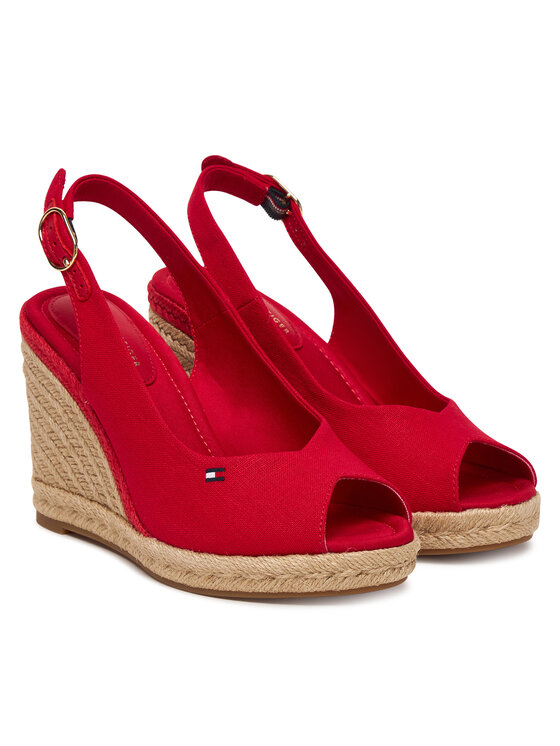Tommy Hilfiger Espadrillas Tommy Hilfiger Flag High Wedge Espad Slingback FW0FW09343 Rosso