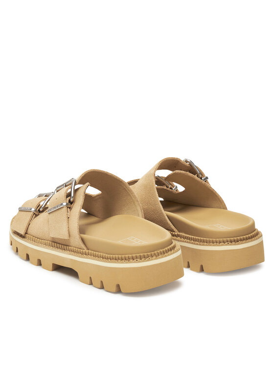 Tommy Jeans Šlepetės Tommy Jeans Tjw Double Strap Sandal Suede EN0EN02797 Ruda