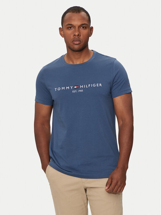 Tommy Hilfiger Tommy Hilfiger Majica Logo MW0MW11797 Modra Slim Fit