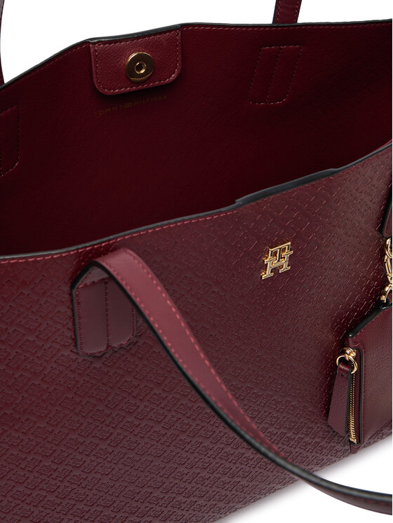 Tommy Hilfiger Geantă Tommy Hilfiger Th Icon Tote Mono AW0AW19004 Vișiniu