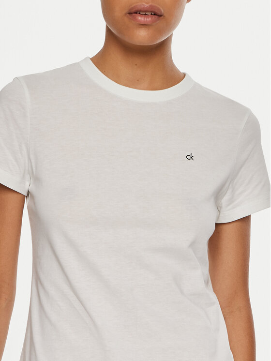 Calvin Klein Calvin Klein Majica Emb Graphic K20K208061 Bela Slim Fit