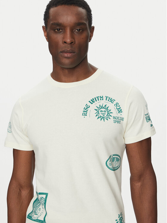INDICODE INDICODE T-shirt Inflorallo 41-137 Écru Regular Fit