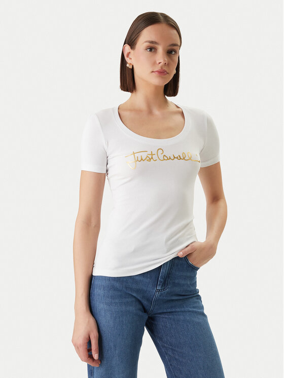 Just Cavalli Just Cavalli Camiseta 80PAHT02 CJ502 Blanco Slim Fit