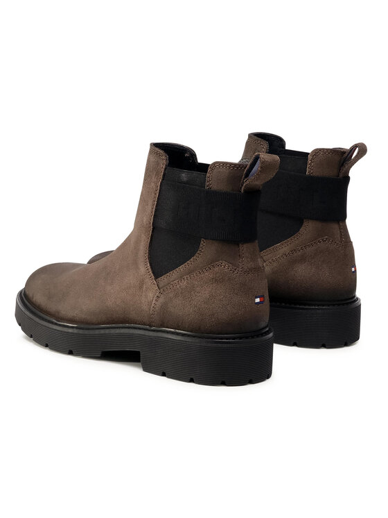 Tommy Hilfiger Боти тип челси Tommy Hilfiger Elastic Hilfiger Suede Chelsea FM0FM03106 Кафяв