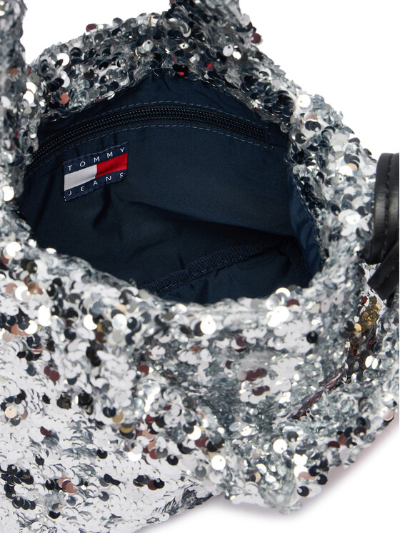 Tommy Jeans Kabelka Tommy Jeans Tjw Bodega Sequins Shopper AW0AW19091 Strieborná
