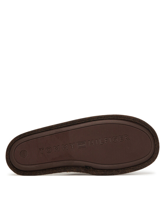 Tommy Hilfiger Bačkory Tommy Hilfiger Herringbone House Shoe FM0FM06018 Tmavě hnědá