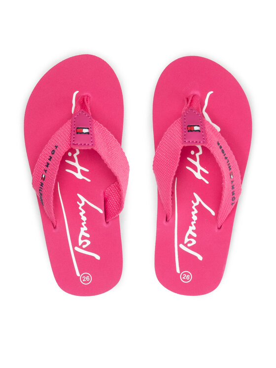 Tommy Hilfiger Čības uz pirksta Tommy Hilfiger Logo Print Flip Flop T3A8-32190-0058 M Rozā