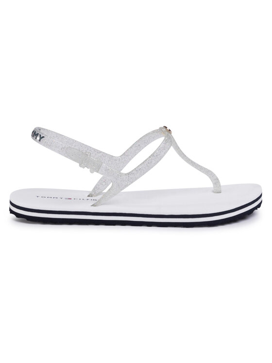Tommy Hilfiger Basutės Tommy Hilfiger Irredescent Flat Beach Sandal FW0FW04796 Balta