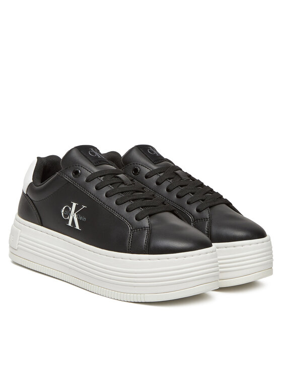 Calvin Klein Jeans Tenisice Calvin Klein Jeans Bold Flatf Low Lace Lth YW0YW01878 Crna