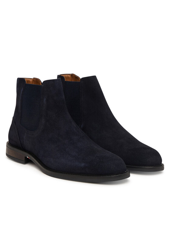 Tommy Hilfiger Μποτάκια με λάστιχο Tommy Hilfiger Corporate Dressy Suede Chelsea FM0FM05953 Σκούρο μπλε