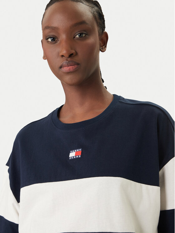 Tommy Jeans Tommy Jeans Camiseta Badge Colour-Blocked DW0DW18706 Azul marino Oversize