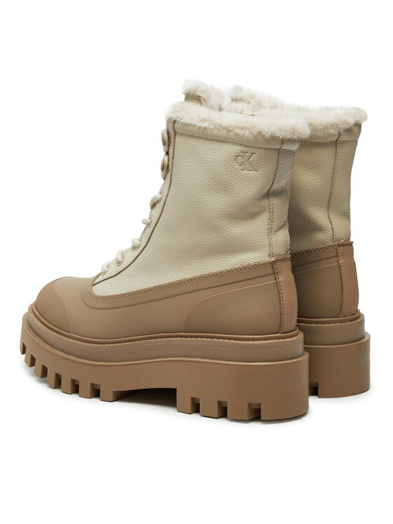 Calvin Klein Jeans Outdoorová obuv Calvin Klein Jeans Flatform Lace Up Boot Padded YW0YW01557 Béžová