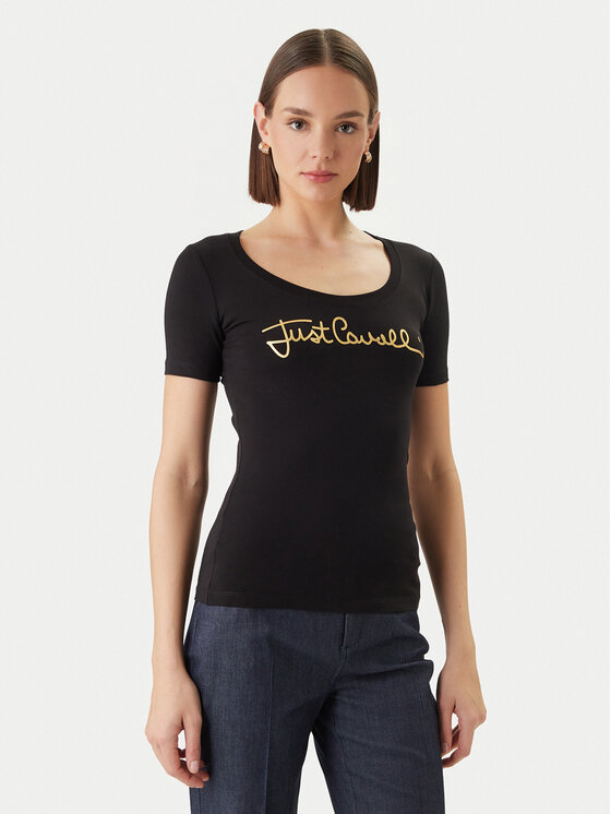 Just Cavalli Just Cavalli Camiseta 80PAHT02 CJ502 Negro Slim Fit