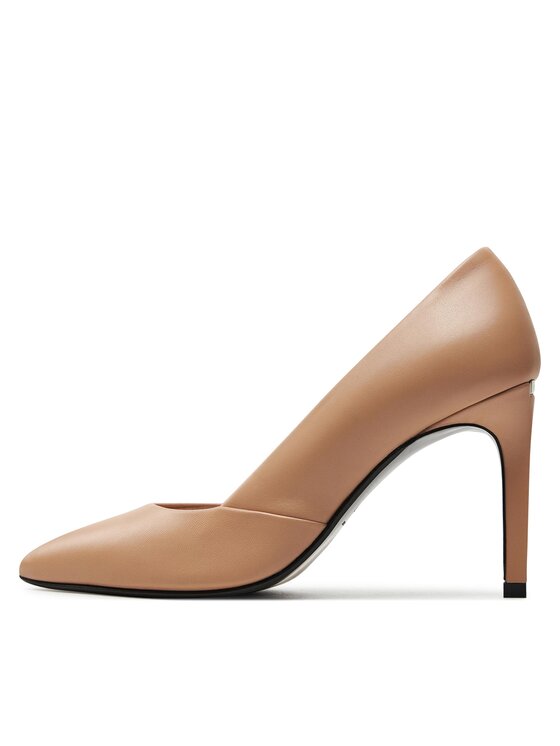 Calvin Klein Pantofi cu toc subțire Calvin Klein Heel Pump 90 Leather HW0HW01928 Bej