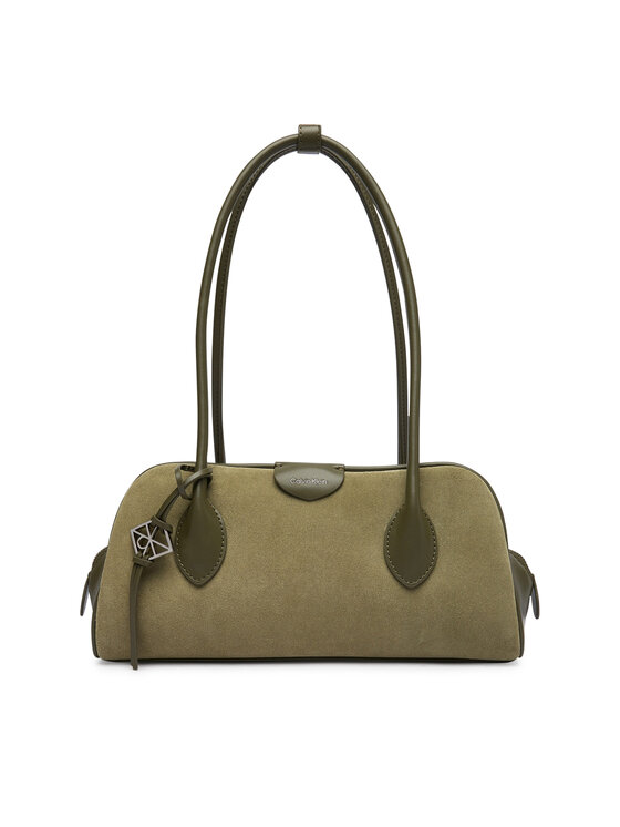 Calvin Klein Torbica Calvin Klein Emblem Trio Suede Shoulder Bag LV04F3888G Tamno zelena