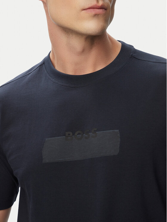 BOSS BOSS Camiseta Logo Tape 50566606 Azul marino Regular Fit