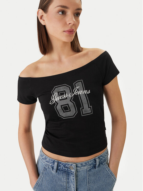 Guess Jeans Guess Jeans Футболка W6GI07 J1314 Чорний Regular Fit