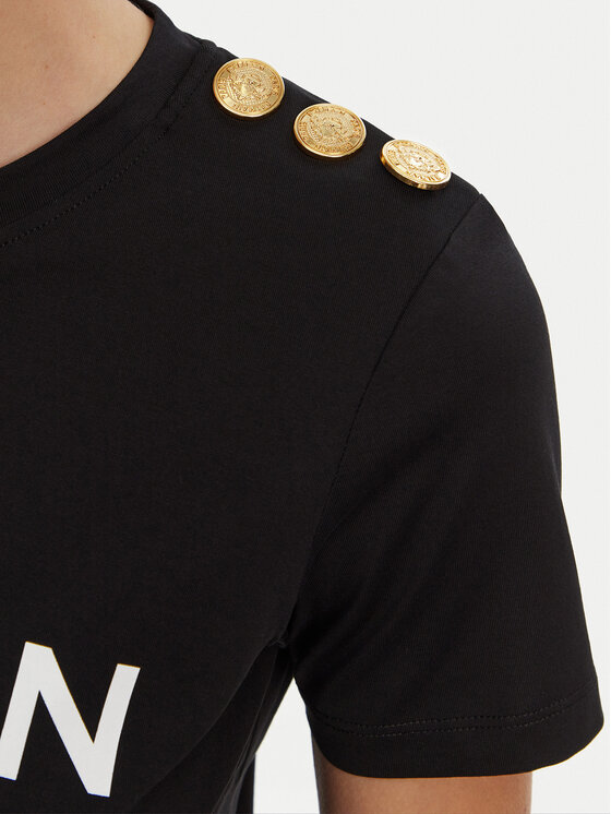 Balmain Balmain Футболка BF1EF005BB02 Чорний Regular Fit