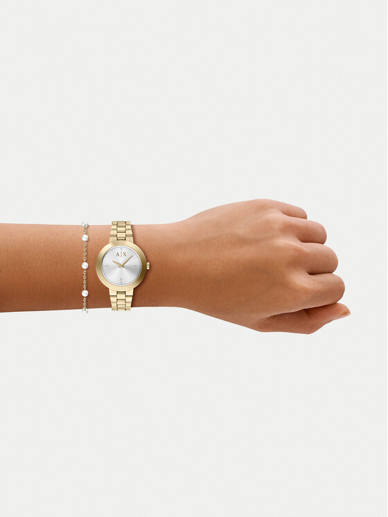 Armani Exchange Set de ceas și brățară Armani Exchange Jackie  AX7185SET Auriu