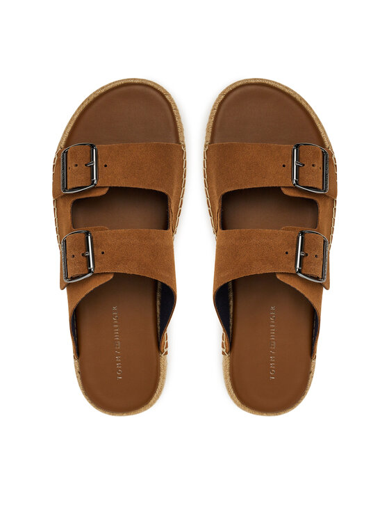 Tommy Hilfiger Espadrilky Tommy Hilfiger Flex Jutte Hilfiger Suede Sandal FM0FM05503 Hnědá