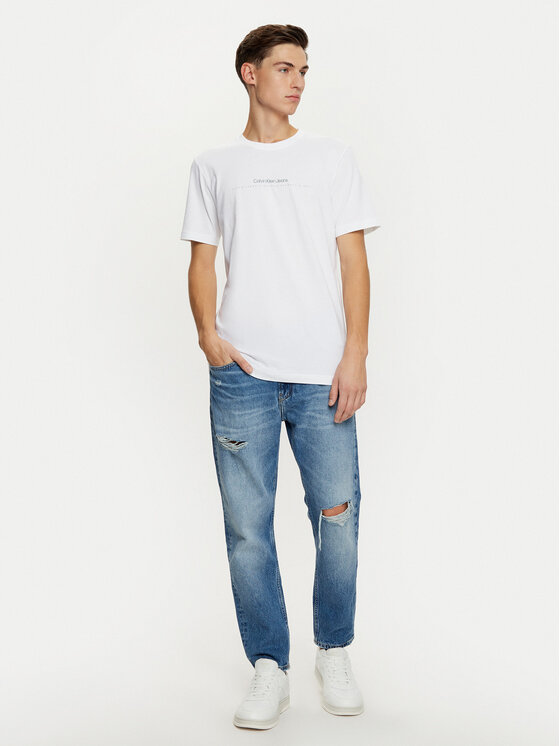 Calvin Klein Jeans Calvin Klein Jeans Majica Minimal Logo J30J327075 Bela Regular Fit
