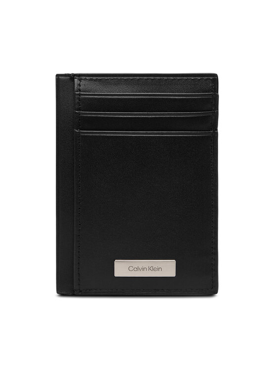Calvin Klein Kreditinių kortelių dėklas Calvin Klein Plaque Ns Card Case LV04D1065G Juoda