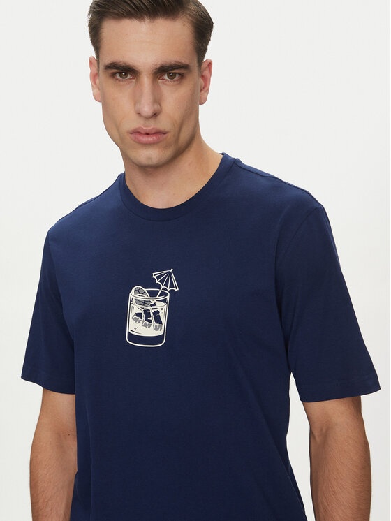 adidas adidas Camiseta Lounge Drink Graphic JJ4014 Azul marino Regular Fit