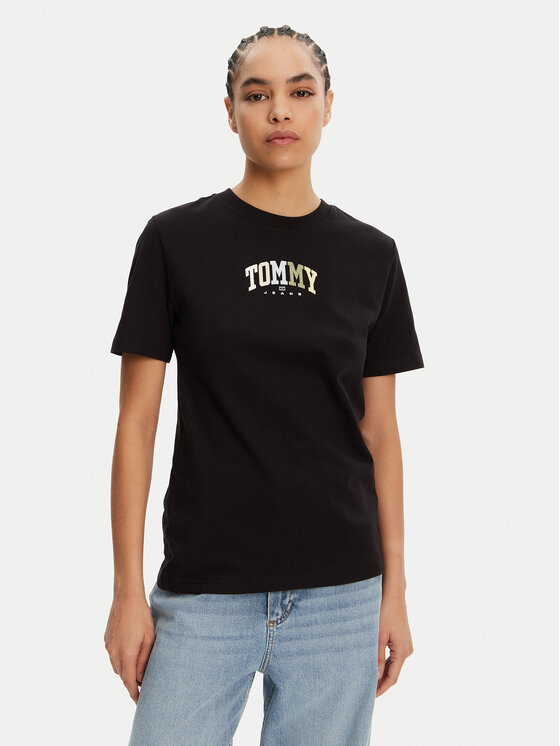Tommy Jeans Tommy Jeans Majica Color Varsity DW0DW21337 Črna Relaxed Fit