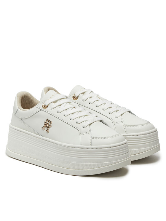 Tommy Hilfiger Snīkeri Tommy Hilfiger Th Platform Sneaker Lthr FW0FW08209 Écru