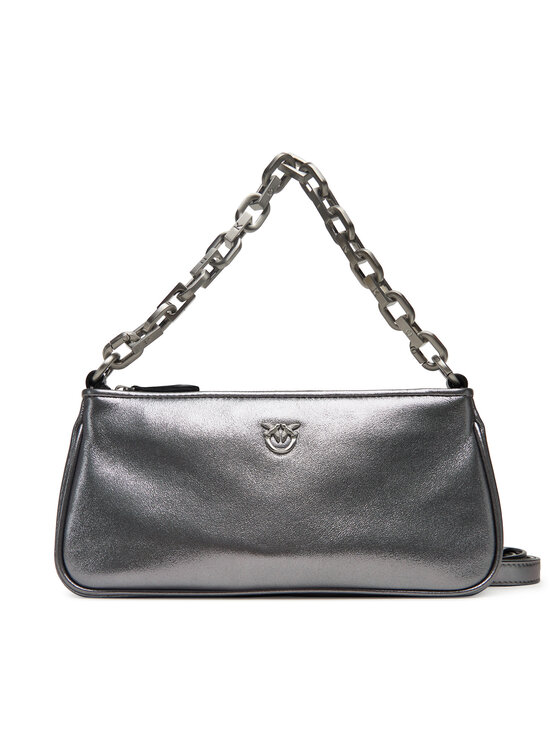 PINKO Kabelka PINKO Half Moon Baguette Mini AI 25-26 PLTT 105069 A2O9 Stříbrná