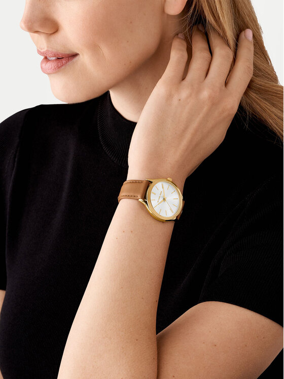 Michael Kors Годинник Michael Kors Slim Runway MK7543 Коричневий