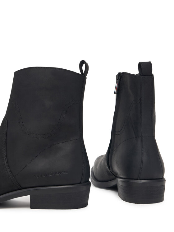Tommy Hilfiger Μποτάκια Tommy Hilfiger Hilfiger Dressy Lth Biker Boot FM0FM06077 Μαύρο