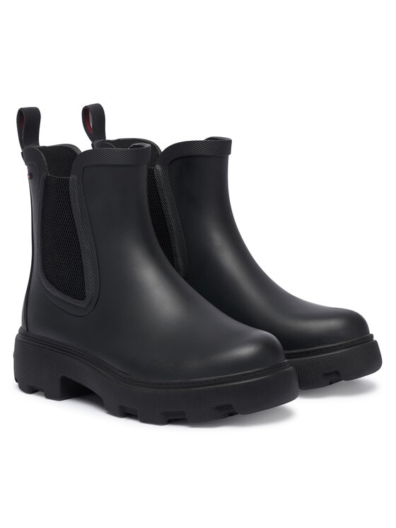 Tommy Hilfiger Γαλότσες Tommy Hilfiger Flag Cleated FW0FW09387 Μαύρο