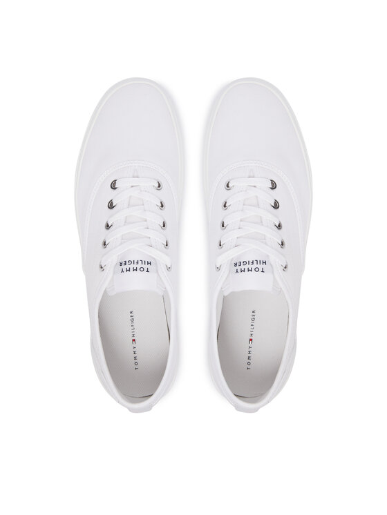 Tommy Hilfiger Tenisenes Tommy Hilfiger Th Vulc Cup Long Lace Canvas FM0FM05874 Balts