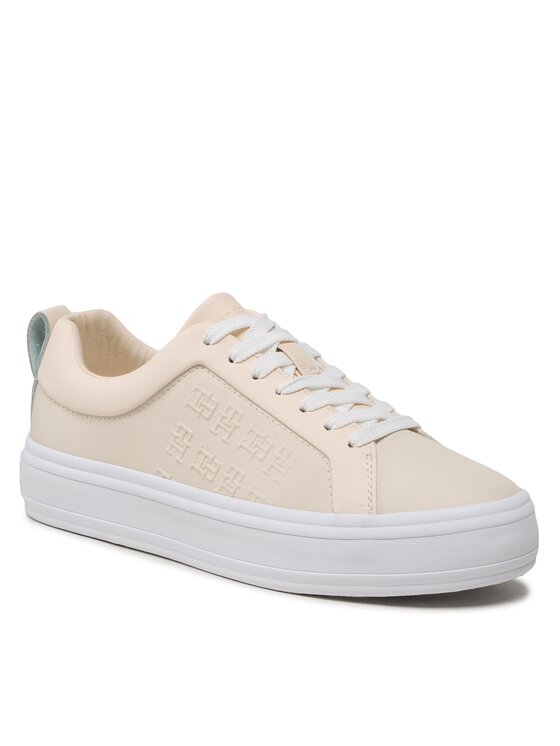 Tommy Hilfiger Laisvalaikio batai Tommy Hilfiger Embossed Vulc FW0FW07376 Smėlio