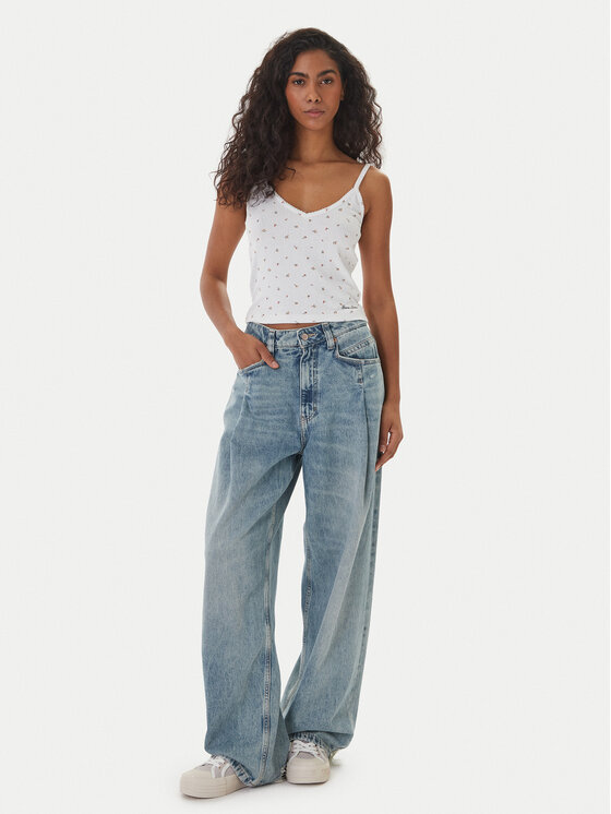 Guess Jeans Guess Jeans Top W6GPB5 KH172 Blanco Regular Fit