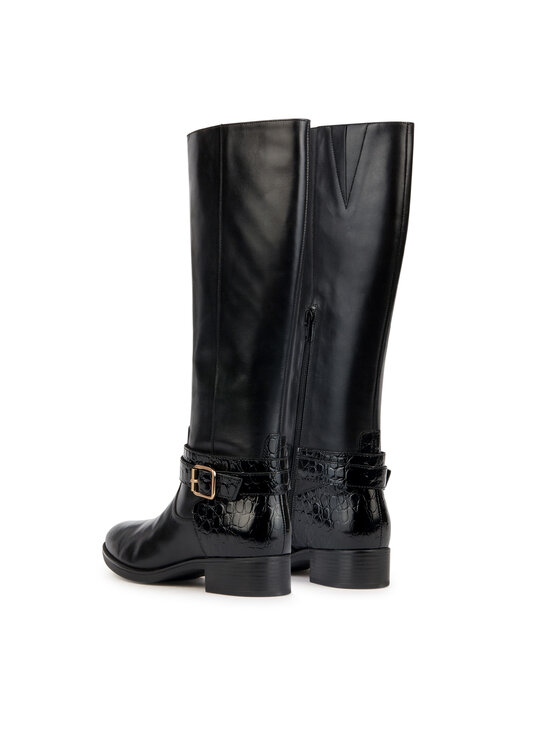 Geox Kozačky ve vojenském stylu Geox D Felicity D36G1A 04340 C9999 Černá