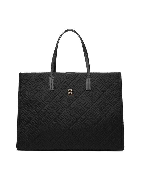 Tommy Hilfiger Torbica Tommy Hilfiger Th City Tote Mono Nylon AW0AW18163 Crna