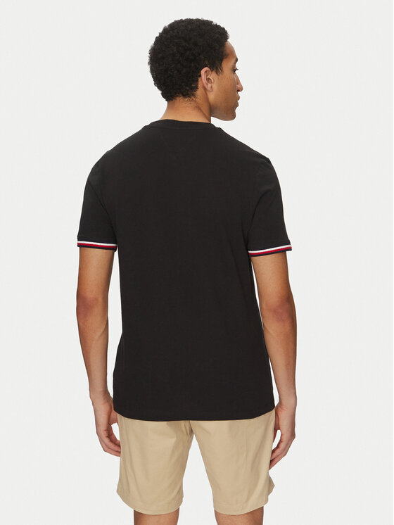 Tommy Hilfiger Tommy Hilfiger Marškinėliai Global Stripe MW0MW38630 Juoda Regular Fit