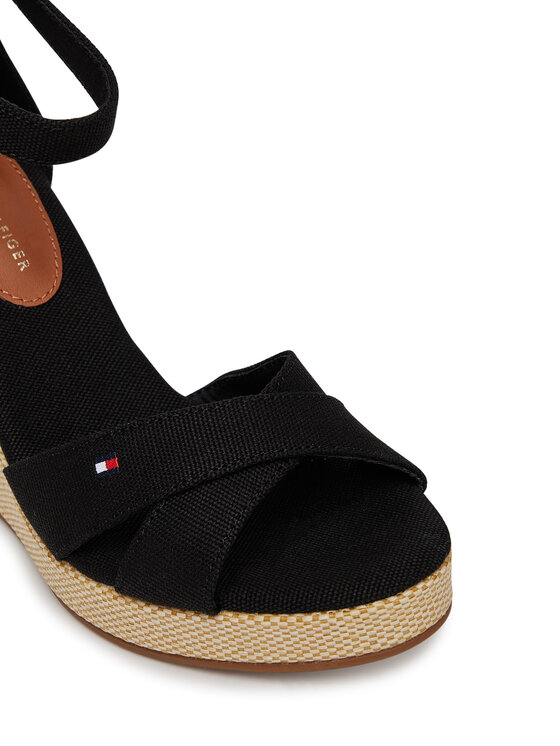 Tommy Hilfiger Sandali Tommy Hilfiger Flag High Wedge Espad Crisscross FW0FW08661 Nero