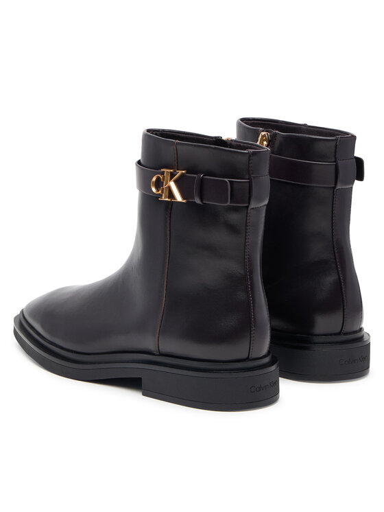 Calvin Klein Škornji Calvin Klein Square Ankle Boot Lth Mg Hdw HW0HW03186 Temno rjava