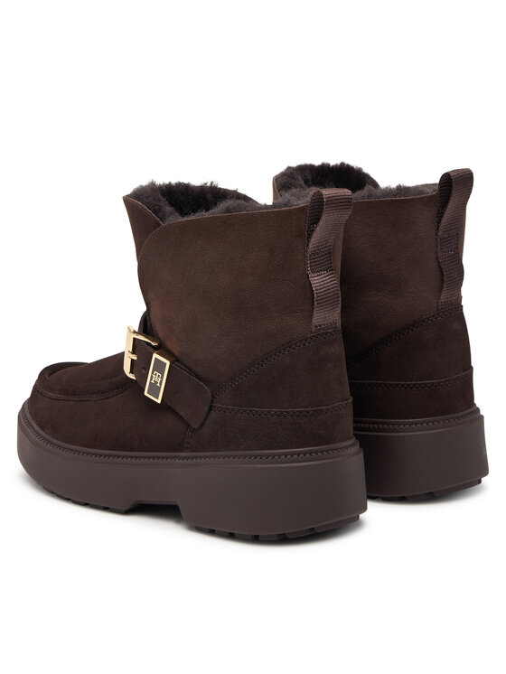 Tommy Hilfiger Апрески Tommy Hilfiger Th Buckle Shearling Snow Boot FW0FW09687 Тъмнокафяв