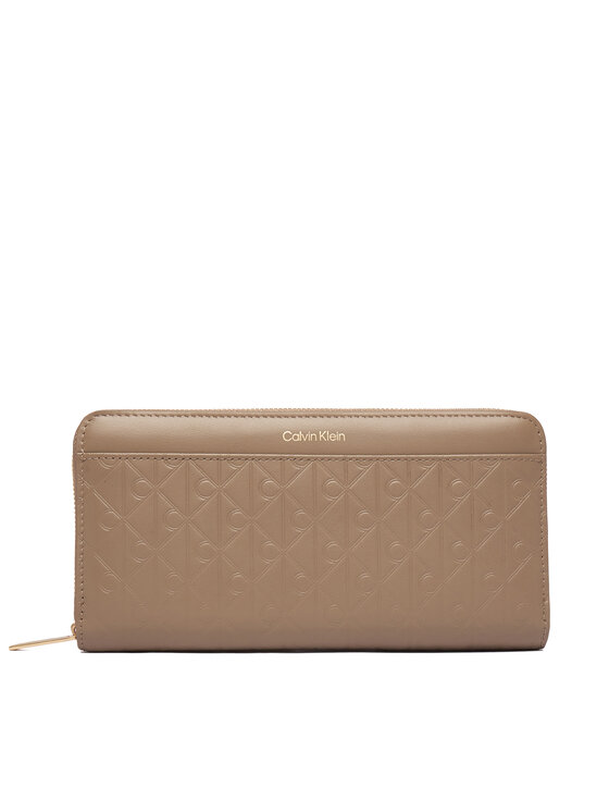 Calvin Klein Piniginė Calvin Klein Emblem Aop Embossed Long Wallet LV04F1097G Smėlio