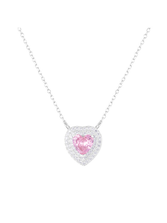 ICED STUFF Colier ICED STUFF Love Heart Pink Aur alb