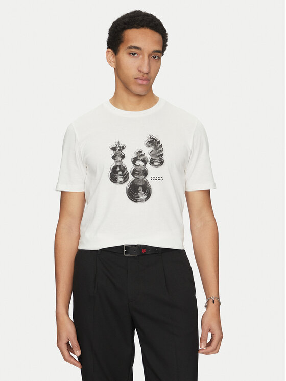 HUGO HUGO Marškinėliai Dischach 50532918 Écru Regular Fit